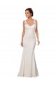 Magasins de Ivoire Sirène Col V Dentelle Crêpe Stretch Robes de mariée