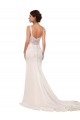 Magasins de Ivoire Sirène Col V Dentelle Crêpe Stretch Robes de mariée