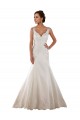 Magasins de Ivoire Sirène Col V Satiné Classique Robes de mariée