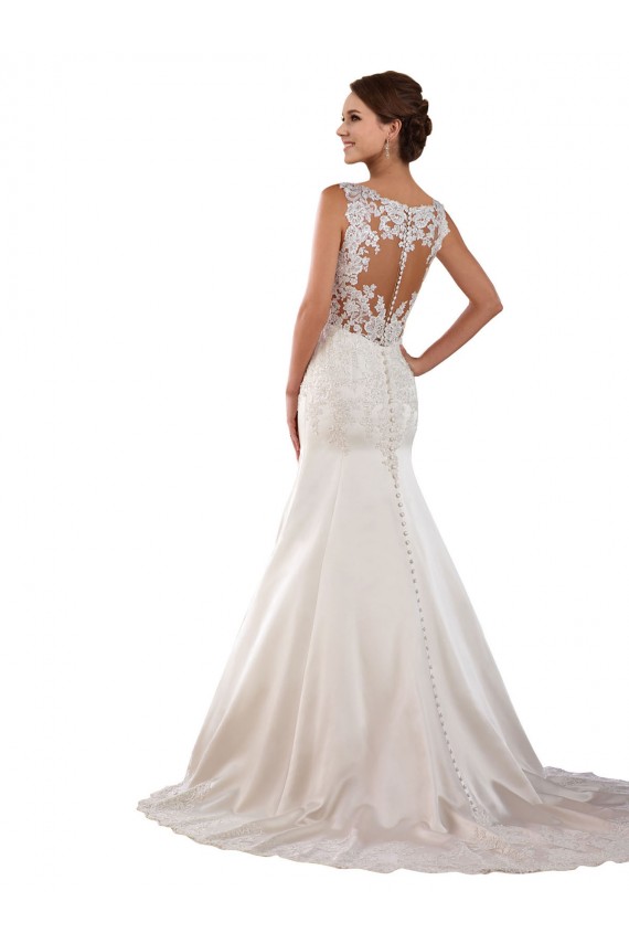 Magasins de Ivoire Sirène Col V Satiné Classique Robes de mariée