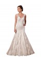 Magasins de Ivoire Sirène Col V Tulle Dentelle Robes de mariée
