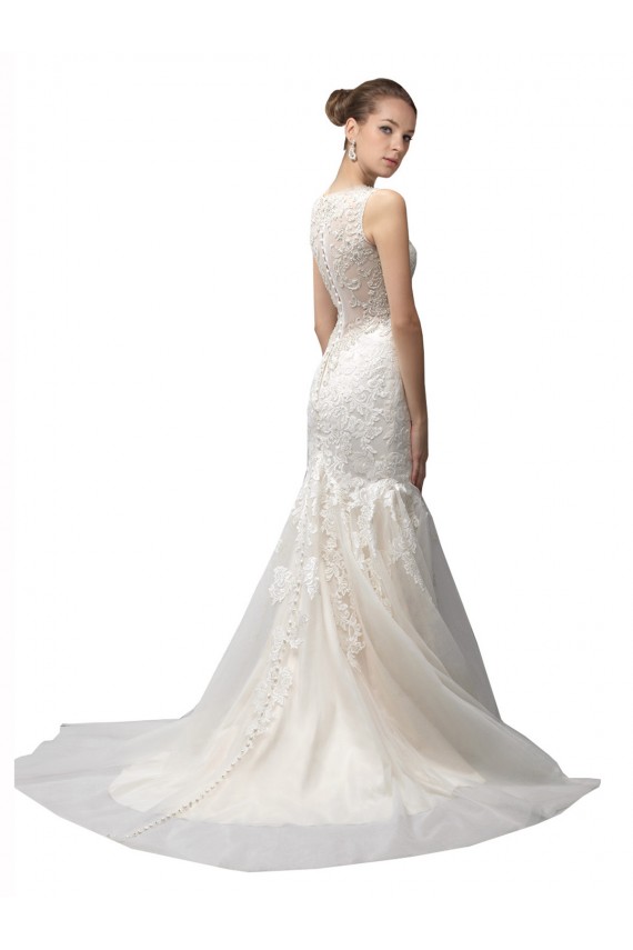 Magasins de Ivoire Sirène Illusion Balayage train Tulle Dentelle Robes de mariée