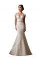 Magasins de Ivoire Sirène Illusion Col V Tulle Dentelle Robes de mariée