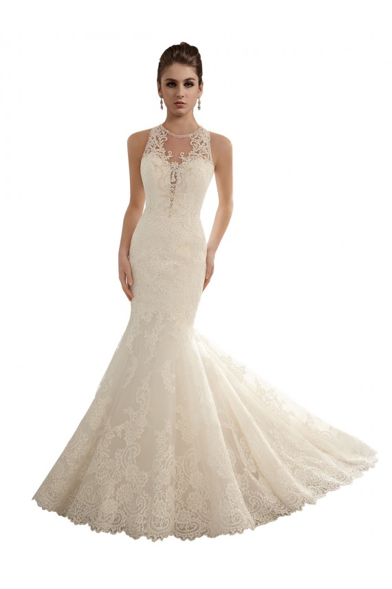 Magasins de Ivoire Sirène Illusion Dentelle Robes de mariée