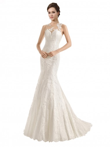 Magasins de Ivoire Sirène Illusion Dentelle Robes de mariée