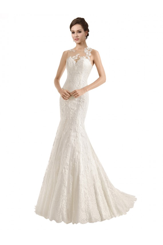 Magasins de Ivoire Sirène Illusion Dentelle Robes de mariée