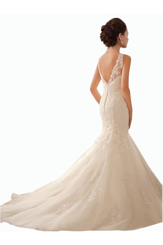 Magasins de Ivoire Sirène Illusion Tulle Dentelle Robes de mariée