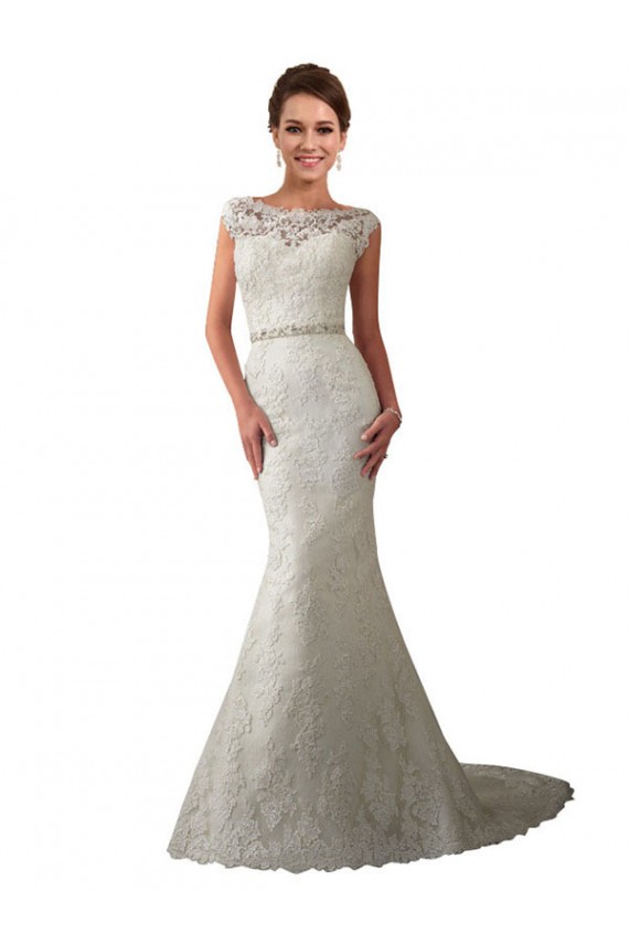Magasins de Ivoire Sirène Illusion Tulle Dentelle Robes de mariée