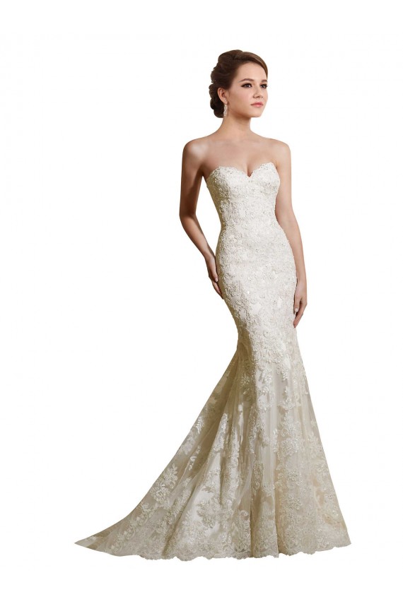 Magasins de Ivoire Sirène Satiné Dentelle Robes de mariée