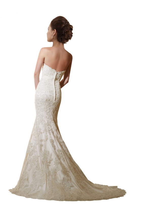 Magasins de Ivoire Sirène Satiné Dentelle Robes de mariée