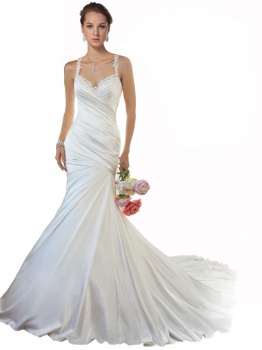 Magasins de Ivoire Sirène Satiné Plage Robes de mariée