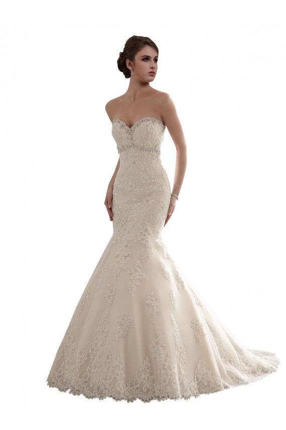 Magasins de Ivoire Sirène Tulle Dentelle Classique Robes de mariée