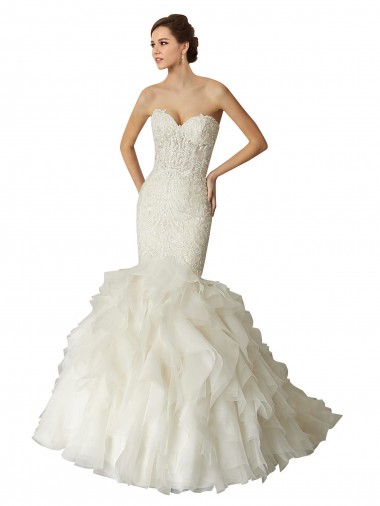 Magasins de Ivoire Sirène Tulle Robes de mariée