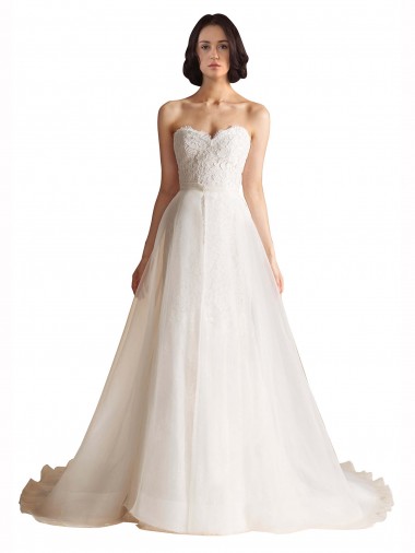 Magasins de Ivoire Trapèze Balayage train Tulle Robes de mariée