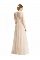 Magasins de Ivoire Trapèze Bateau Illusion Tulle Dentelle Longue Robes demoiselle d'honneur