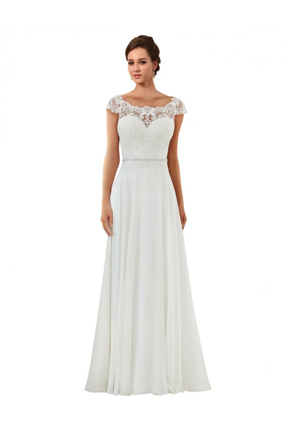Magasins de Ivoire Trapèze Bateau Mousseline Classique Robes de mariée