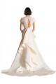 Magasins de Ivoire Trapèze Col V Satiné Robes de mariée