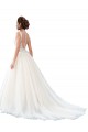 Magasins de Ivoire Trapèze Illusion Traîne cathédrale Tulle Dentelle Plage Robes de mariée