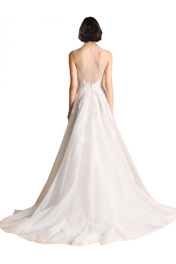 Magasins de Ivoire Trapèze Illusion Tulle Robes de mariée