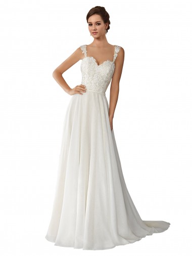Magasins de Ivoire Trapèze Mousseline Dentelle Robes de mariée