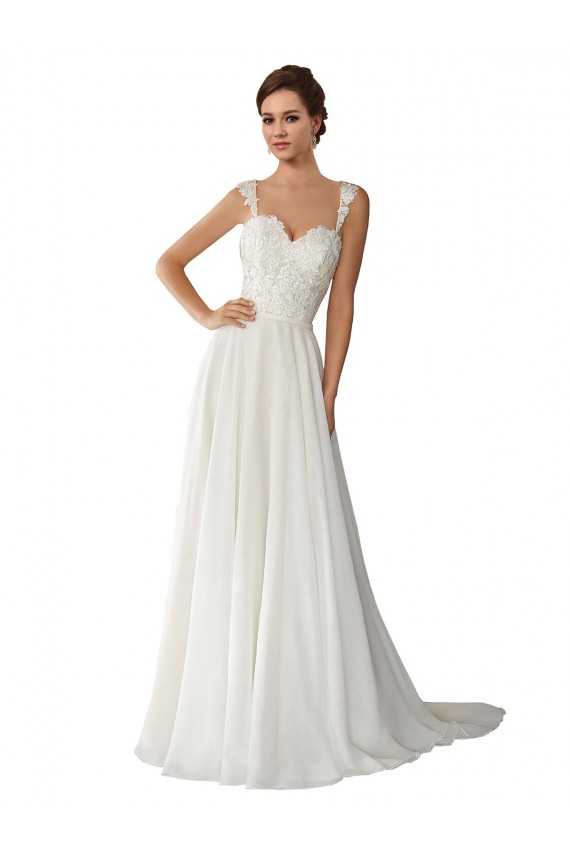 Magasins de Ivoire Trapèze Mousseline Dentelle Robes de mariée