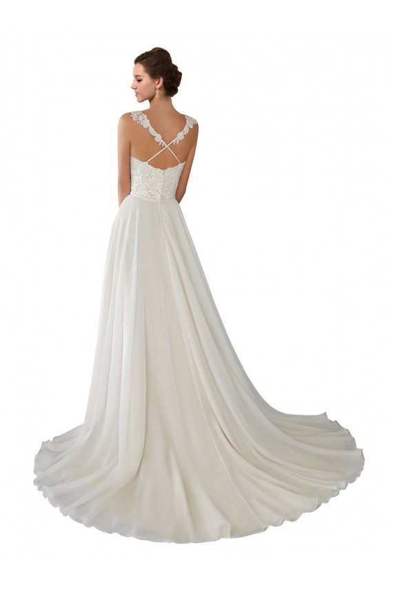 Magasins de Ivoire Trapèze Mousseline Dentelle Robes de mariée