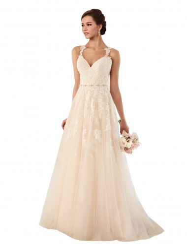 Magasins de Ivoire Trapèze Tulle Dentelle Robes de mariée