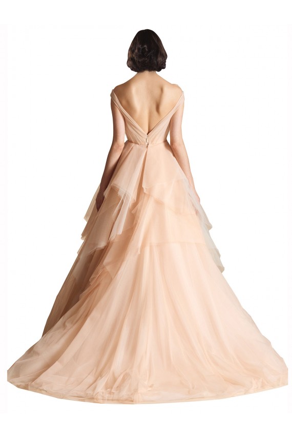Magasins de Ivoire Trapèze Épaule Dénudée Tulle Robes de mariée