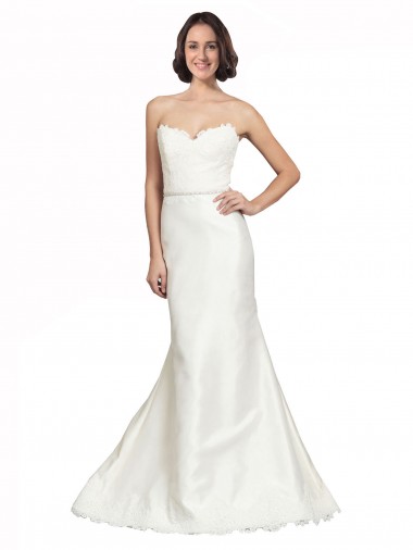 Magasins de Ivoire Trompette Satiné Dentelle Robes de mariée