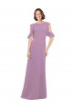 Magasins de Lavande foncée Trapèze Col Haut Mousseline Longue Robes demoiselle d'honneur