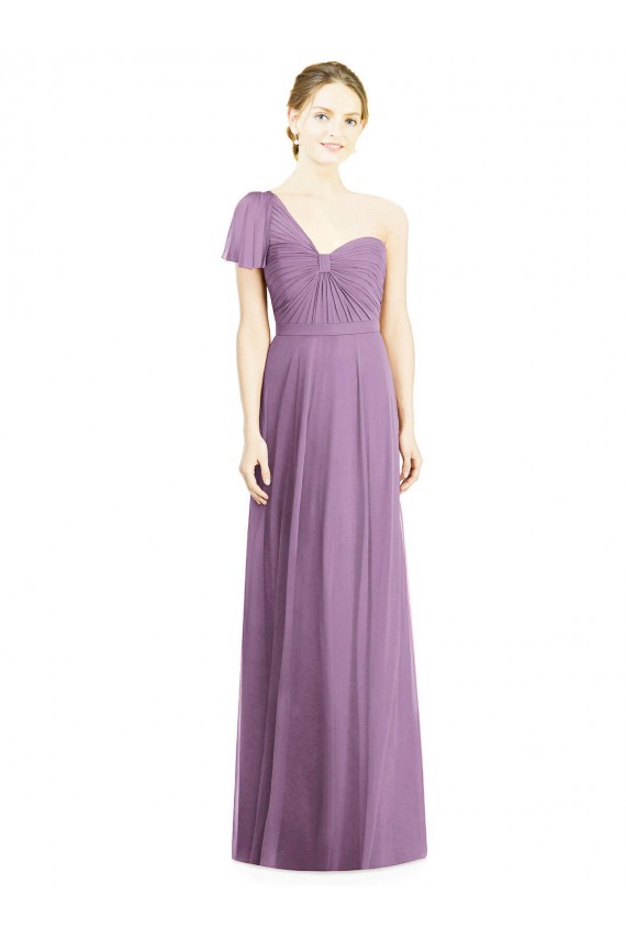Magasins de Lavande foncée Trapèze Mousseline Longue Robes demoiselle d'honneur