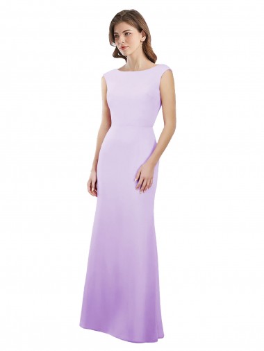 Magasins de Lilas Colonne Col rond Mousseline Longue Robes demoiselle d'honneur