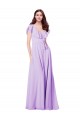 Magasins de Lilas Trapèze Col V Mousseline Longue Robes demoiselle d'honneur