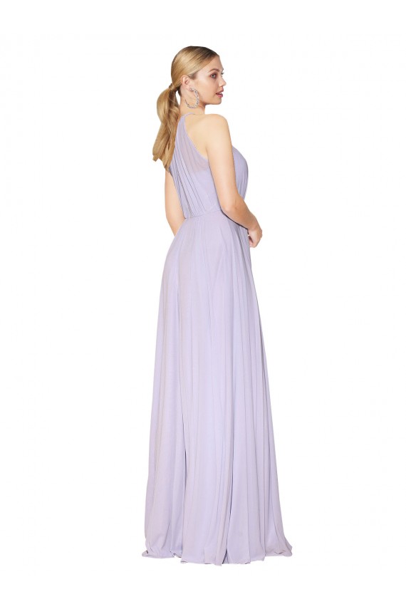 Magasins de Lilas Trapèze Licou Col Haut Mousseline Longue Formelles Robes demoiselle d'honneur / Robes de soirée / Robes de bal