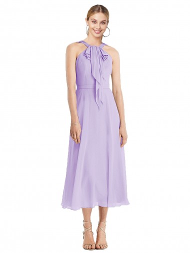 Magasins de Lilas Trapèze Licou Mousseline Courte Robes demoiselle d'honneur / Robes de cocktail