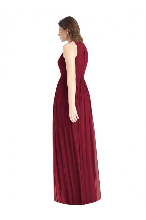 Magasins de Lilas Trapèze Licou Mousseline Longue Robes demoiselle d'honneur