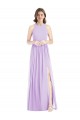 Magasins de Lilas Trapèze Licou Mousseline Longue Robes demoiselle d'honneur