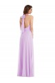 Magasins de Lilas Trapèze Licou Mousseline Longue Robes demoiselle d'honneur
