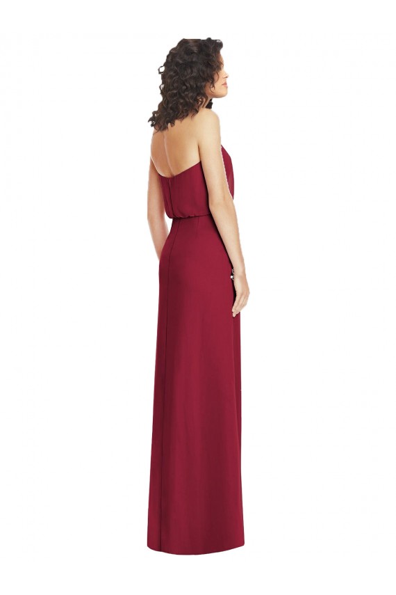 Magasins de Lilas Trapèze Sans bretelle Mousseline Longue Robes demoiselle d'honneur