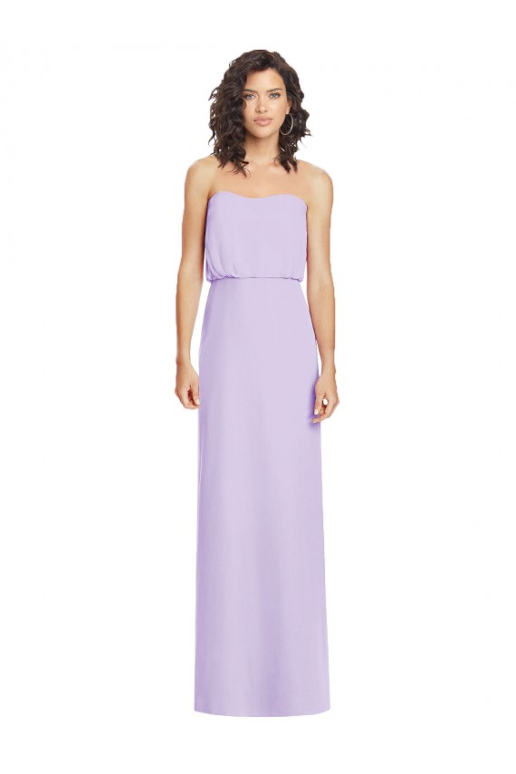 Magasins de Lilas Trapèze Sans bretelle Mousseline Longue Robes demoiselle d'honneur