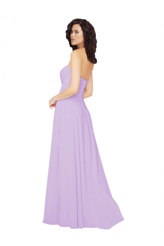 Magasins de Lilas Trapèze Sans bretelle Mousseline Longue Robes demoiselle d'honneur