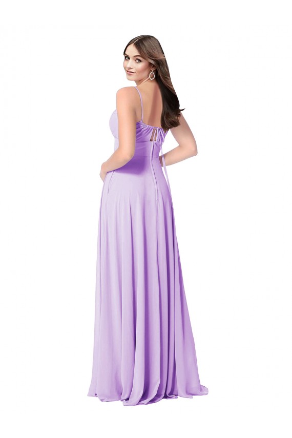 Magasins de Lilas Trapèze Scoop Mousseline Longue Robes demoiselle d'honneur