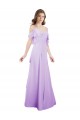 Magasins de Lilas Trapèze Épaule Dénudée Bretelles spaghetti Mousseline Longue Robes demoiselle d'honneur