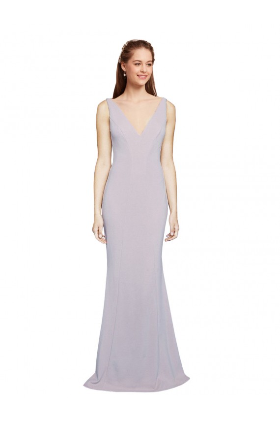 Magasins de Lilas arctique Sirène Col V Crêpe Stretch Longue Formelles Robes demoiselle d'honneur / Robes de soirée / Robes de bal