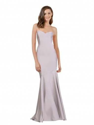 Magasins de Lilas arctique Sirène Sans bretelle Crêpe Stretch Longue Robes demoiselle d'honneur / Robes de bal