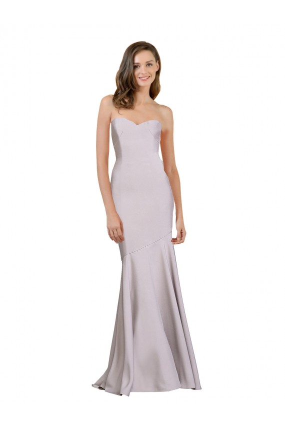 Magasins de Lilas arctique Sirène Sans bretelle Crêpe Stretch Longue Robes demoiselle d'honneur / Robes de bal