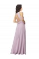 Magasins de Lueur rose Trapèze Licou Col Haut Mousseline Longue Robes demoiselle d'honneur