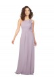 Magasins de Lueur rose Trapèze Licou Mousseline Longue Robes demoiselle d'honneur