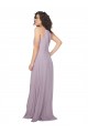 Magasins de Lueur rose Trapèze Licou Mousseline Longue Robes demoiselle d'honneur