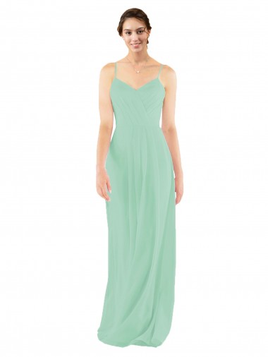 Magasins de Menthe verte Fourreau Col V Mousseline Longue Robes demoiselle d'honneur